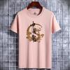 Nova camiseta de algodão de manga curta masculina casual para todos os jogos, camiseta de estudante com gola redonda e manga curta, camiseta da moda com dragão chinês