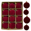 Adornos de Navidad de Terciopelo Bolas 12 Piezas 2.36 Pulgadas Adornos Flockados Bola de Árbol de Navidad Plástico Decorativo Irrompible Bolas Colgantes para Decoración de Fiesta Festiva