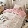 Ropa de Cama de Tres Piezas 100% Algodón para Dormitorio de Estudiantes Sábana de Algodón Puro Funda Nórdica Funda Nórdica Individual de Algodón Faldón de Cama Estilo Nuevo