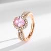 Estilo de Vida Luz de Luxo Sensação de Alto Padrão Diamante Colorido Incrustado Ovo de Pombo Indústria Pesada Incrustado Pedra Preciosa Natural Imitação Anel Feminino Anel