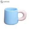 Atacado de Fábrica Casal Macaron Cor Vibrante Cerâmica Caneca Marcador Xícara de Café Leite Café da Manhã Copo de Água Criativo