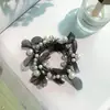Anel de Cabelo Simples de Pérola Anel Grande de Laço Feminino Pulseira Elástica Alta Elegante Corda de Cabelo Doce Elástico Duplo