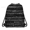 Bolsa No Tejida Wf061 Tema de Notas Musicales en Blanco y Negro Bolsa de Promoción de Regalo Bolsa con Cordón Decorativa de Notas Musicales para Almacenamiento