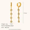 Joyería de Acero Inoxidable Popular Europeo Americano Nuevo Estilo Nicho Temperamento Aretes de Botón Chapados en Oro 18K Circonita Borla Aretes Largos Mujer