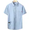 24 Camisa Casual de Verano para Hombre de Mezclilla Manga Corta Moda Camisa de Mezclilla Manga Media Tallas Grandes XL-8XL Hombre Transfronterizo