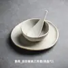 Conjunto de Louças de Grés de Quatro Peças para Restaurantes de Hotéis e Clubes, Conjunto de Três Peças de Tigelas, Colheres, Tigelas de Cerâmica, Pratos, Copos e Colheres