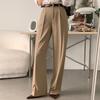 Pantalones Casuales Rectos de Pierna con Bolsillos Dobles, Caída, Cintura Alta Adelgazante, Versátiles, de Primavera y Otoño, Estilo Coreano Chic, Sencillos, de Nicho, para Viajar