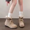 Estilo Old Money Botas de Nieve Gruesas de Felpa para Mujer 2026 Nuevas Llegadas de Invierno Botines Cortos Integrados de Cuero y Piel Zapatos de Algodón Cálidos para Mujer