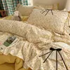 Juego de Cama de Encaje Estilo Coreano 100% Algodón, Funda de Edredón de Algodón Puro Estilo Princesa Ins, Juego de Tres Piezas para Dormitorio