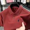 Nova camiseta de algodão masculina de verão, casual de negócios, cor sólida, versátil, estilosa, camisa polo com gola, solta e respirável