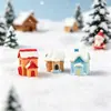 Paisaje en miniatura, escena nevada 3D, casa, castillo, accesorios de decoración de escenas de dibujos animados DIY, pequeños adornos de escritorio