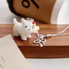Chaveiro de Gato Doce de Resina 3D Flocado Desenho Animado Pingente de Bolsa Cordão para Celular Estojo para Fone de Ouvido Ccd