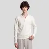 APO Ropa de Hombre Transfronteriza Modal Estilo Old Money Tejido de Punto Lujo Ligero Cuello Henley Holgado Manga Larga Suéter Camiseta Base
