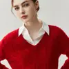 26 Nuevos Modelos de Otoño e Invierno de Cachemira de Lujo Ligero Casual Suéter de Cuello en V para Mujer, Suéter de Cachemira Engrosado, Suave, Agradable al Tacto, Esponjoso y Gentil