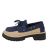 Zapatos de Mujer de Baja Caña con Cordones Estilo Británico Retro Transfronterizos, Mocasines Casuales de Suela Gruesa con Tachuelas y Bloques de Color de Comercio Exterior