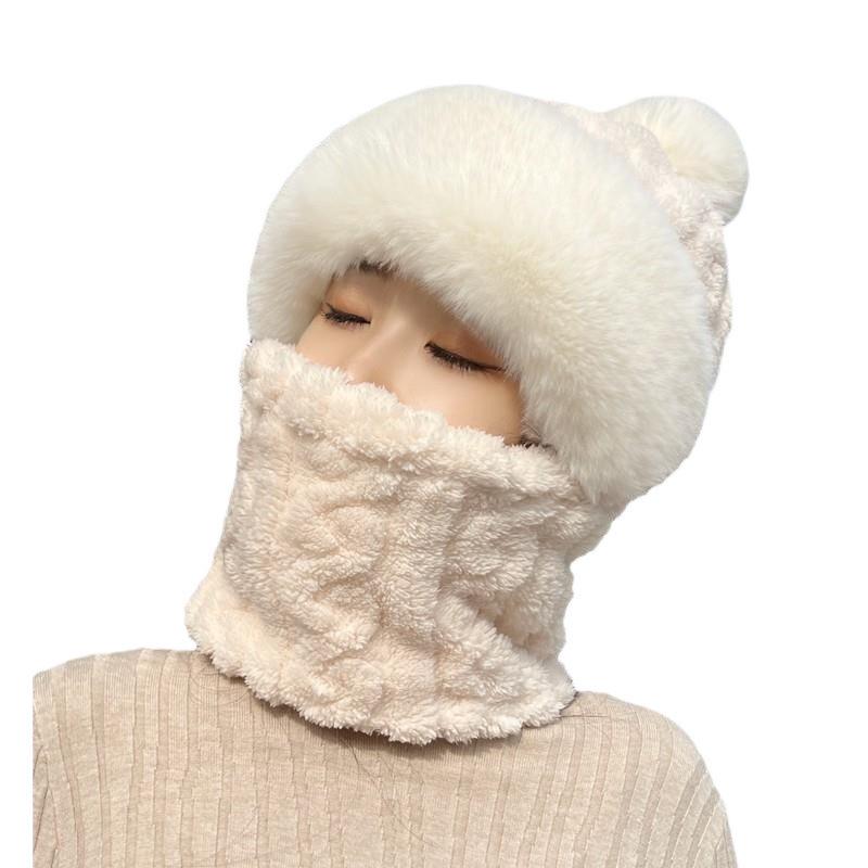 2024新款冬季保暖女帽子护耳包头帽围脖一体百搭骑车防风套头