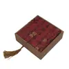 Caja de Madera con Borla de Poesía Antigua Roja Caja con Cuerda para la Mano Caja con Asa de Colgante Caja para Joyería de Lino Juguete Cultural Caja para Pulsera de Cuentas de Buda