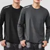 [230g] Camiseta de manga larga para hombre, corte holgado, cuello redondo, adecuada para primavera y otoño, capa interior fina, camiseta básica versátil