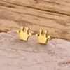Moda para Comércio Exterior Brincos Mini Estilosos Coroa de Rainha em Aço Inoxidável Ouro 18K Brincos Elegantes Atacado