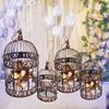 Jaula de Pájaros Decorativa de Hierro Estilo Europeo Adornos para Ventana Blancos Accesorios de Fotografía Modelo Grande Hotel Boda Jaula de Pájaros