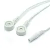 Cable de Conexión Personalizado de Tubo Redondo de 2.0 a Hebilla Magnética de 3.5, Uno a Dos Cables Dobles Paralelos Blancos, Cables Conductores para Fisioterapia