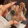 Nuevo producto más vendido: Pulsera con forma de bañera para mujer, reloj de pulsera de cuarzo para mujer, ovalado de moda con números romanos