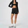 Nuevo conjunto de yoga 2026, chaqueta ajustada de cuello alto, ropa deportiva, alta elasticidad, conjunto de fitness transpirable, conjunto de tres piezas para mujer 5112