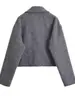 Chaqueta de Lana con Doble Bolsillo para Mujer Estilo Europeo y Americano Otoño e Invierno, Top Sencillo Estilo Ins con Cuello Polo y Manga Larga