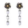 Brincos Longos Elegantes com Franjas, Estilo Boêmio Transfronteiriço, Metal Vintage, Flor, Pérola Sintética para Mulheres