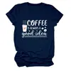 Café é sempre bom Amazon Wish site independente casual confortável camiseta feminina gola redonda manga curta