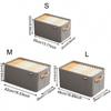 Cesta de Almacenamiento de Ropa con Aro de Acero para Hogar, Dormitorio, Armario, Caja de Almacenamiento Tipo Cajón para Pantalones, Caja de Almacenamiento Plegable de Tela No Tejida