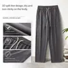 Pantalones casuales de lino para hombre de marca de tendencia transfronteriza, estilo nuevo de otoño, corte holgado, con caída, cintura elástica con cordón, pantalones largos