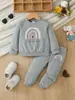 Conjunto de sudadera estampada para niña de otoño e invierno, directo de fábrica, al por mayor para exportación y comercio transfronterizo, conjunto de dos piezas de manga larga para niños