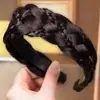 Peruca e Faixa de Cabelo Integradas Venda Quente Transfronteiriça Grampo de Cabelo Trançado Cobertura Alta do Crânio Cabelo Branco Faixa de Cabelo Trança Espinha de Peixe Acessórios de Cabelo Peruca