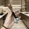 Cuchara de pie Osito, Cuchara Redonda de Fondo Redondo de Acero Inoxidable con Aspecto de Mango de Madera, Cuchara Pequeña para Sopa Infantil, Cuchara para Alimentar Bebés, Cuchara Redonda Estilo Japonés, Cuchara para Leche en Polvo