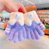 Novas Luvas de Veludo Coral de Terry para Meninas Outono e Inverno para Meninos e Meninas Cinco Dedos Fofas Luvas para Alunos do Ensino Fundamental Pai-Filho