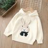 Suéter para Niñas Sudadera con Capucha 2022 Otoño e Invierno para Niñas Conejo Versátil Tejido de Punto Forro Polar Grueso Jersey