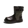 Botas Martin para meninas, nova coleção outono 2026, botas curtas para meninas, botas de couro de cano médio estilo britânico retrô para crianças, modernas e estilosas