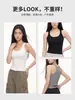 Camisola de color liso para mujer, nuevo estilo de verano con copas incorporadas, diseño de espalda cruzada, se puede usar como capa base o sola, corte ajustado con fruncido en la cintura