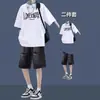 2026 Conjunto de Camisetas de Manga Corta para Hombre Pesado Tallas Grandes Estilo Hip Hop de Verano Estilo Callejero Fresco Calle Punk Letra Grande Manga Corta