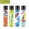 Isqueiro Flint Clipper Cor Degradê Tamanho Pequeno com Chama Aberta, Recarregável, Portátil, Ecológico