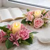 Corona de Candelabro de Rosa y Lirio de Color Primavera Artificial Transfronteriza Decoración para Fiesta en Casa de Amazon Adorno para Boda de Primavera