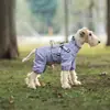 Impermeable para perro impermeable con correas ajustables, diseño de cuatro patas, tiras reflectantes y puños elásticos