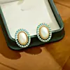 Pendientes de Plata Vintage con Aguja y Perla, con Acabado de Alto Brillo, Lujo Ligero, Sensación Sofisticada, Pendientes Turquesa Frescos y Dulces para Mujer