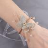 Corsage de pulso casamento noiva damas de honra flor de pulso casamento melhor amiga pulseira estilo floresta crianças dança flor de pulso