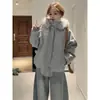 Casaco de Algodão com Capuz e Gola de Pelo Estilo Retrô Americano Tendência para Homens e Mulheres, Estilo Casal, Jaqueta de Roupas de Lã e Algodão Espessada Quente de Inverno
