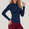 Cardigã de zíper de manga comprida para fitness, europeu e americano, transfronteiriço, top justo esportivo de outono/inverno russo para corrida e ciclismo, vestuário externo feminino