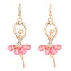 Cross border saia rosa ballet menina colar moda jóias terno clavícula corrente brincos de cristal diamante europeu e americano mulheres