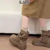 Couro legítimo, marrom Melard, botas plataforma femininas, botas estilo Martin que aumentam a altura, estilo feminino, nova coleção outono 2026, botins, botas de cano justo