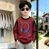 Camiseta íntima de algodão puro para meninos, novo estilo primavera/outono, top da moda com manga raglan, camiseta de manga comprida para meninos mais velhos